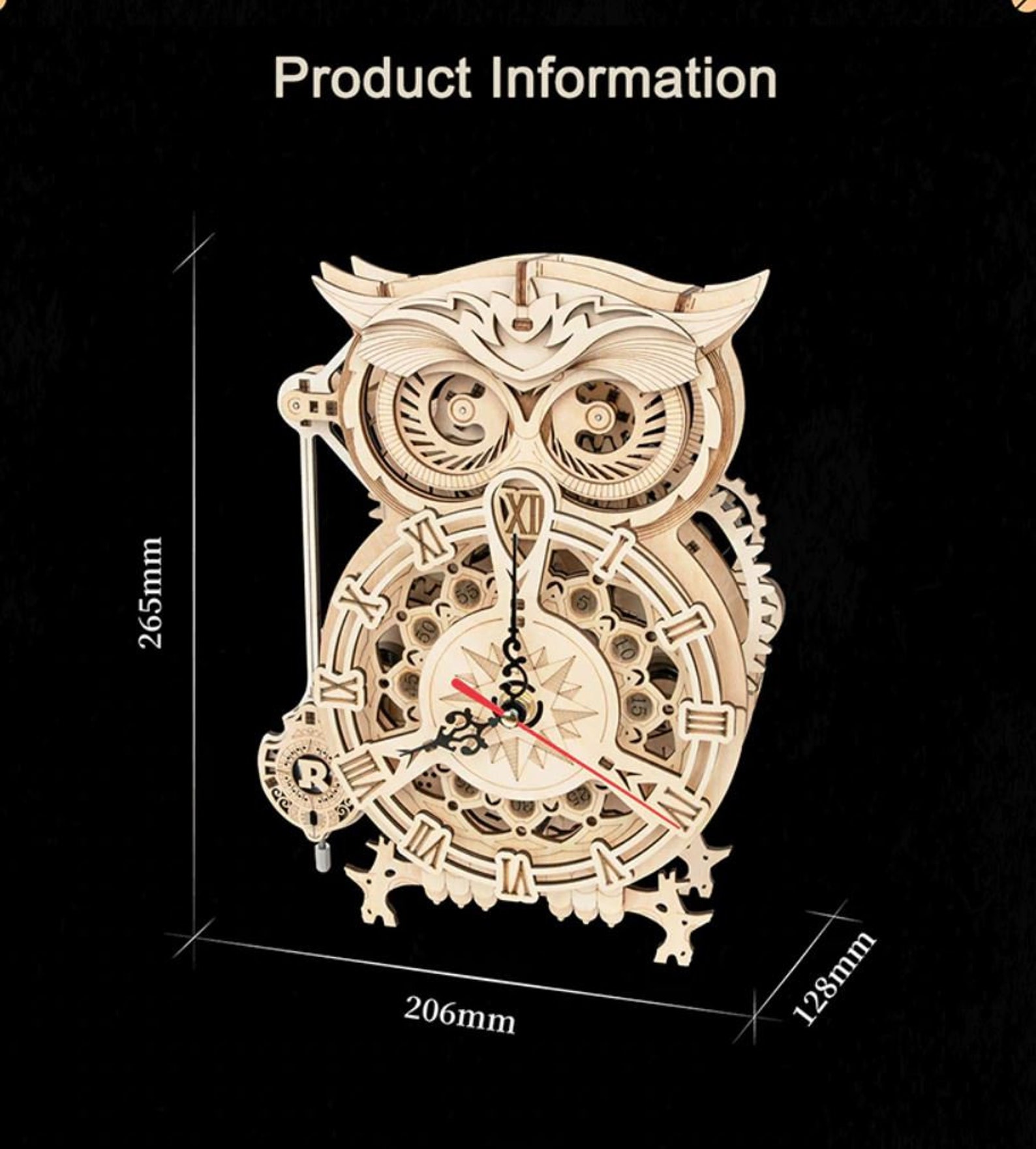 Owl Clock 3D Puzzle Wooden Toys Mechanical Transmission Toy Etsy UK