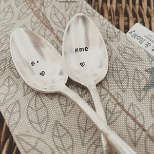 DESSERT SPOON - hand engraved and customizable - madam/mister