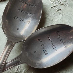 Soup spoon - hand-engraved and customizable - birth/christening image 5