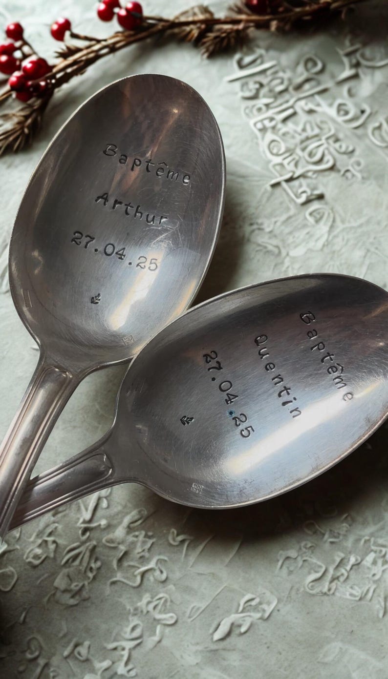 Soup spoon - hand-engraved and customizable - birth/christening image 5