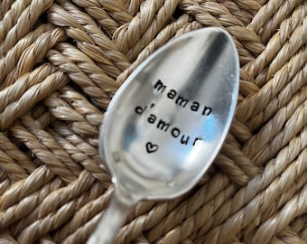 DESSERT SPOON - hand engraved and personalized - dad/mom