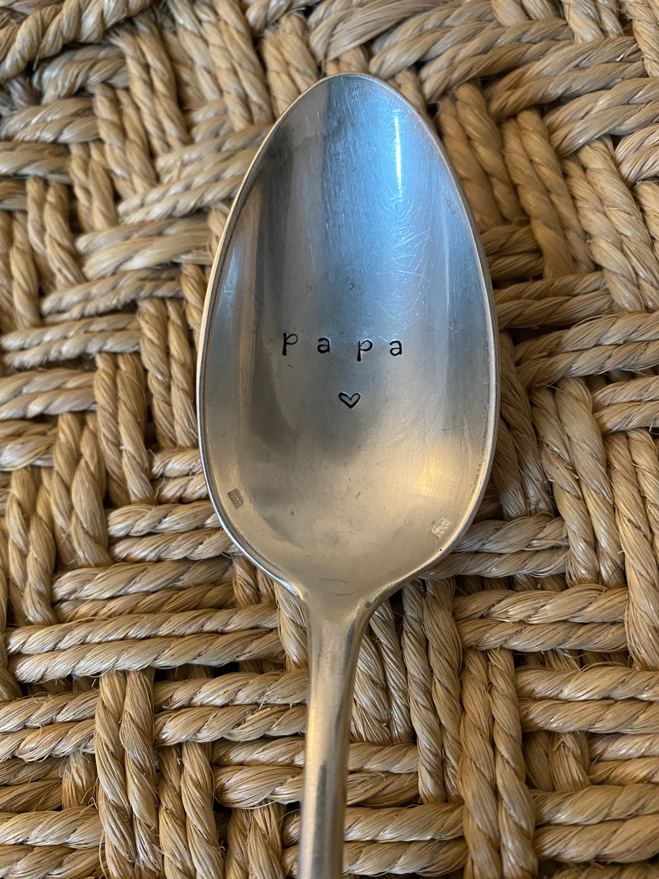 Custom silver metal spoon engraved Daddy or Etsy