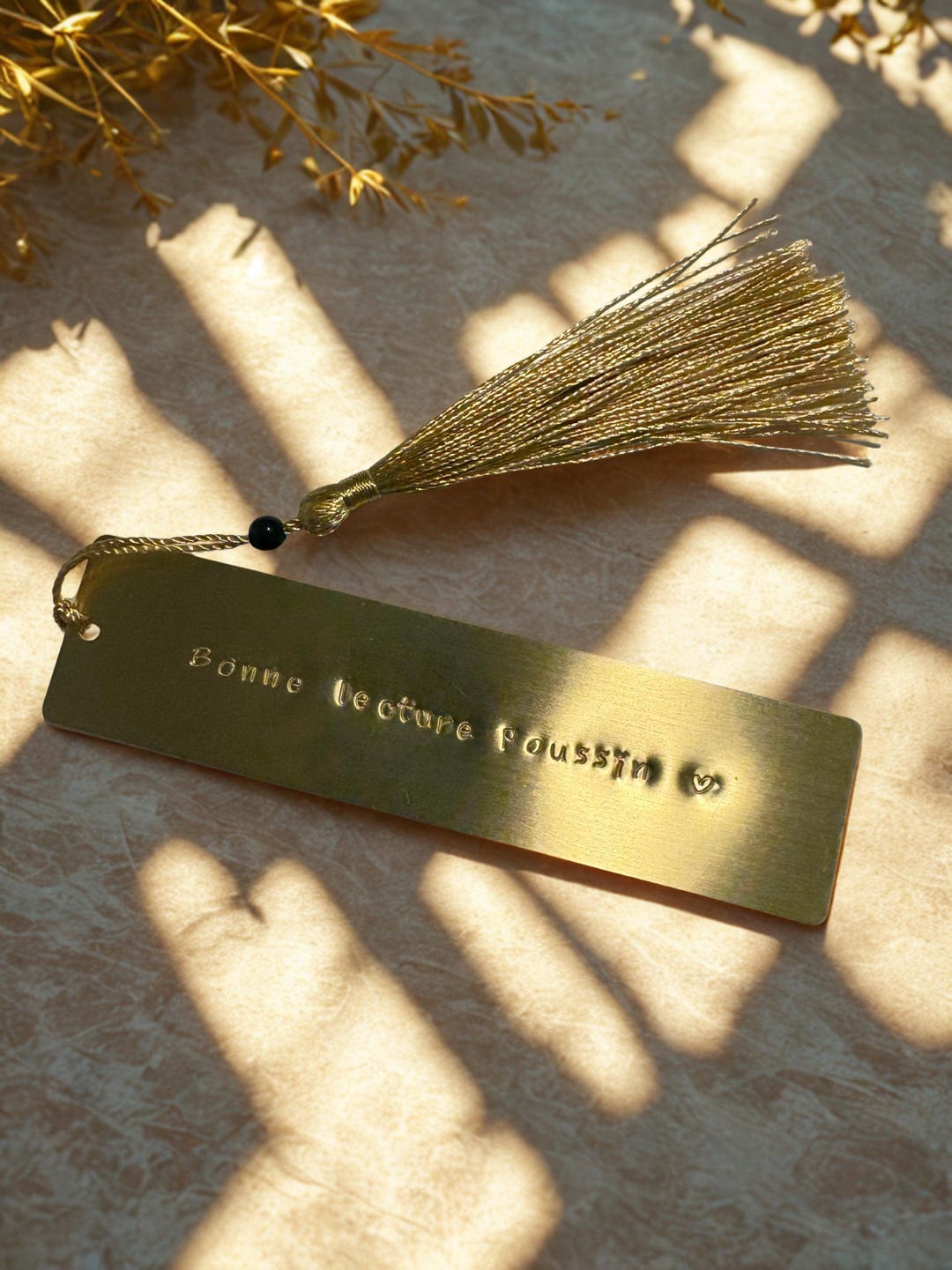 Customizable Brass Bookmark (grey String) - Etsy