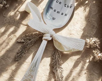 DESSERT SPOON - hand engraved and personalized - dad/mom