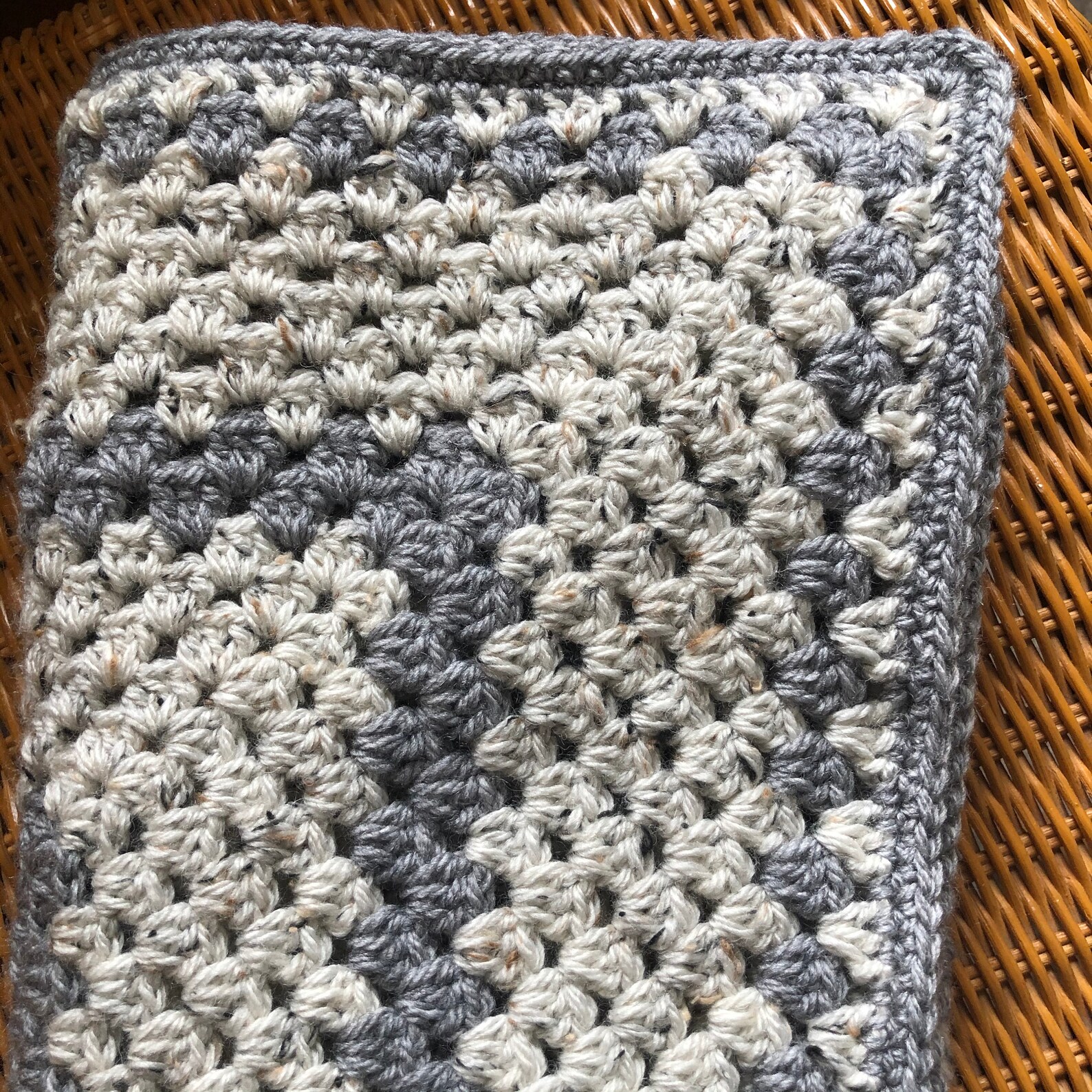 Baby Blanket Hand Crocheted Oatmeal Fleck Aran Etsy