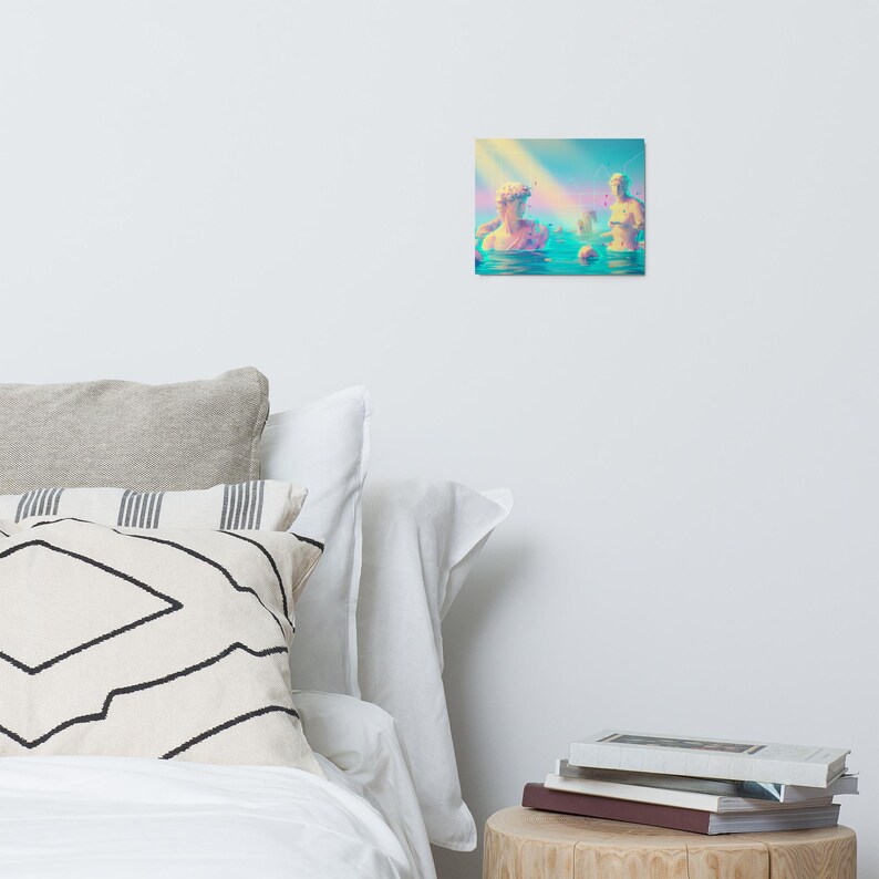 Neo-Classical Vaporwave Metal Print - Glitch Art Statue Decor - Iridescent Pastel Wall Art- High Gloss Aesthetic Metal Art