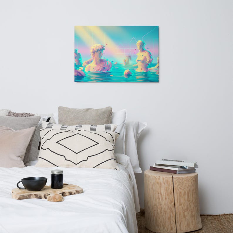 Neo-Classical Vaporwave Metal Print - Glitch Art Statue Decor - Iridescent Pastel Wall Art- High Gloss Aesthetic Metal Art
