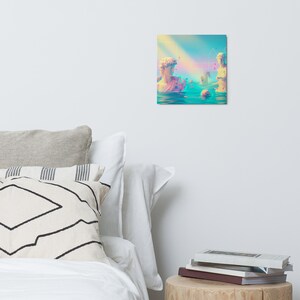 Neo-Classical Vaporwave Metal Print - Glitch Art Statue Decor - Iridescent Pastel Wall Art- High Gloss Aesthetic Metal Art