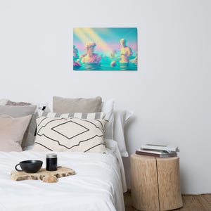 Neo-Classical Vaporwave Metal Print - Glitch Art Statue Decor - Iridescent Pastel Wall Art- High Gloss Aesthetic Metal Art