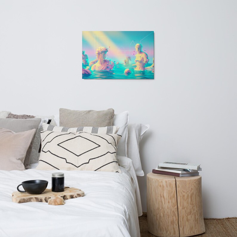 Neo-Classical Vaporwave Metal Print - Glitch Art Statue Decor - Iridescent Pastel Wall Art- High Gloss Aesthetic Metal Art