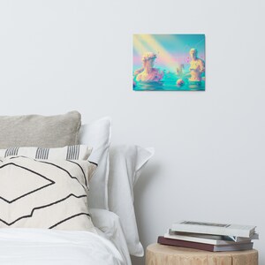 Neo-Classical Vaporwave Metal Print - Glitch Art Statue Decor - Iridescent Pastel Wall Art- High Gloss Aesthetic Metal Art