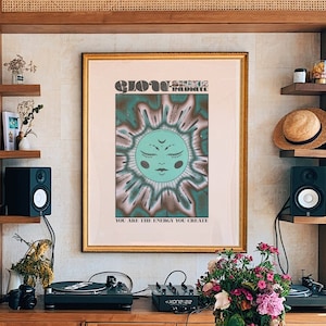 Psychedelic Art, Psychedelic 70s Home Decor, Hippie Print, 70s Decor, Retro Home Decor, Sun 70s Decor, Wall Art