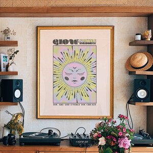 70s Decor, Retro Home Decor, Psychedelic 70s Art, Psychedelic 70s Home Decor, Sun 70s Decor, Hippie Print, Wall Art