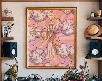 Capricorn Zodiac Art Print: Witchy Astrology Poster