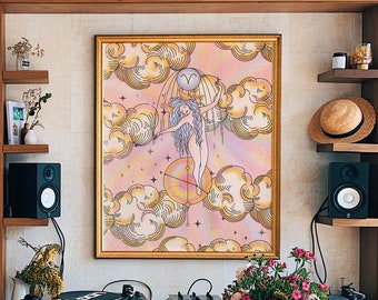 Aries Zodiac Poster: Celestial Witchy Wall Art