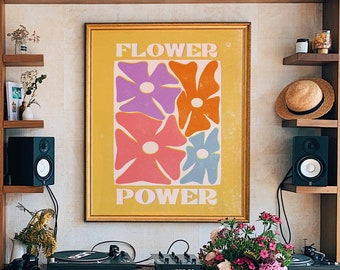 Flower Power Print: Retro 60s Floral Wall Art