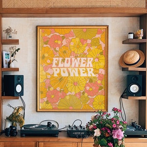 70s Wall Art, 70s Floral Pattern Print, Flower Power, Retro Home Decor, Hippie 60s Decor, Retro 60s Home Decor, Hippie Print, Wall Art.