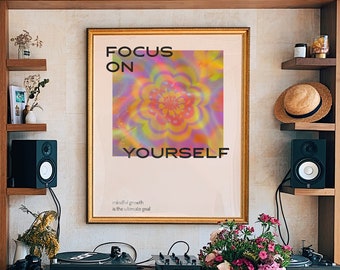 Psychedelische muurkunst: poster jaren 70 retro met kleurverloop