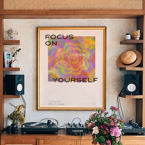 Wall Art, Psychedelic Art, 70s Home Decor, Mindful Quote, Retro Gradient Wall Art, Vintage Psychedelic Poster, 70s Aesthetic Decor