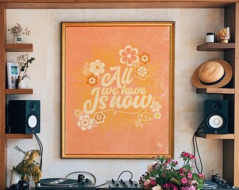 70s Floral Print: Retro Home Decor Wall Art