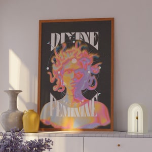 Y2K Poster, Y2K Decor, Divine Feminine, Gradient Art, Aura Poster, Psychedelic Poster, Retro Psychedelic, Feminist Poster, Women Power