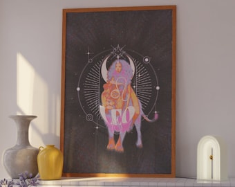 Leo Zodiac Poster: Witchy Celestial Wall Art
