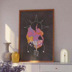 Gift For Virgo, Virgo Poster, Zodiac Poster, Virgo Decor, Zodiac Print, Celestial Art, Virgo Poster, Witchy Decor, Witchy Wall Art