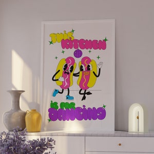 This Kitchen Is For Dancing Sign, Retro Psychedelic Acid Smiley Print, Fun Kitchen Decor, This Kitchen Is For Dancing Print, Kitchen Decor