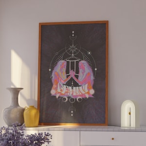 Gemini Poster, Gemini Gift, Zodiac Poster, Gemini Decor, Zodiac Print, Astrology Poster, Celestial Art, Witchy Decor, Witchy Wall Art,