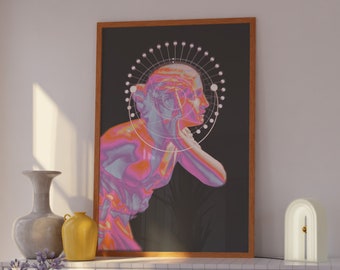 Aura Art Print: Retro Psychedelic Y2K Dorm Decor