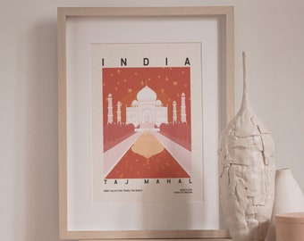 Travel Print India Travel Art Print Jaipur City Palace Drawing Jaipur City Palace Print Mid Century Modern Art Travel Poster