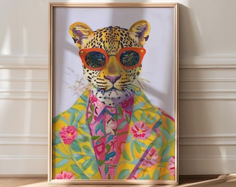Colorful Tiger Art Print: Maximalist Apartment Wall Decor