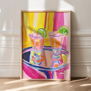 Maximalist Art Print, Barwagen Wandkunst, Cocktail Küche Poster, Pink Dopamin Poster, Bunt Esszimmer Kunstdruck, Küchenkunst, Rosa Küchendeko