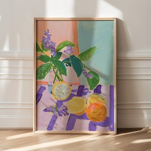 Colorful Matisse Style Fruit Print: Danish Pastel Kitchen Art