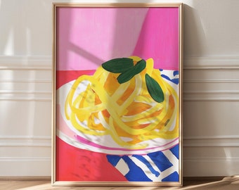Pasta Wall Art, Maximalist Kitchen Art Print