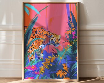 Leopard Wall Art Print: Colorful Maximalist Decor