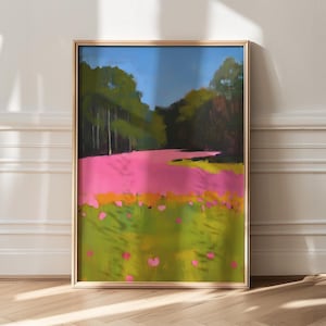 Wall Art, Abstract Floral Art, Pastel Home Decor, Original Artwork, Pink Green Decor, Abstract Scenery, Large Wall Art, Living Room Decor