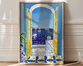 Matisse Inspired Sea View Art Print: Danish Pastel Decor