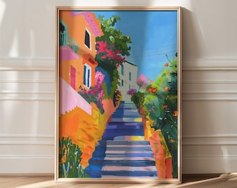 Colorful Amalfi Coast Art Print: Italian Coastal Decor