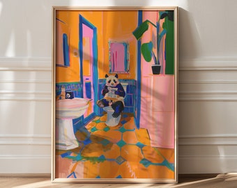 Maximalist Bathroom Wall Art, Trendy Decor, Toilet Decor, Panda Poster, Dopamine Decor, Pink Kitsch Aesthetic, Preppy Wall Art, Matisse Art