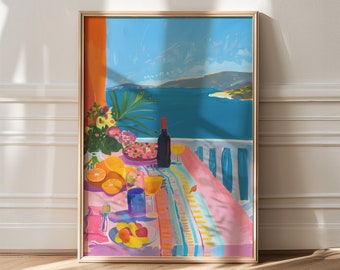 Colorful Still Life Art Print: Maximalist Kitchen Decor
