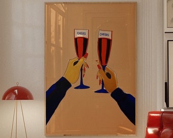 Cheers Cocktail Print: Retro 70s Barwagen Dekor