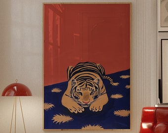 70s Tiger Print: Retro Mid-Century Modern Wall Art