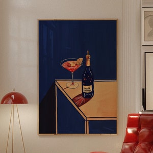 Bar Cart Decor, Martini Print, Wine O'clock Poster, Retro Kitchen Decor, Mid Century Modern Decor, Cocktail Wall Art, Dining Room Print