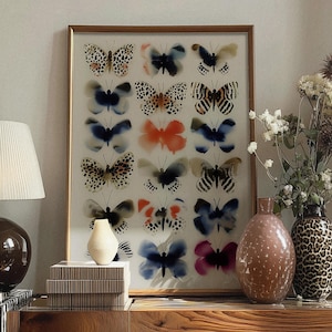 Schmetterling Wandkunst: Schmetterling Muster Print, Moderne Natur Poster, Bunt Büro Dekor