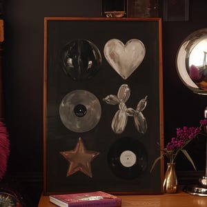 Arte murale, Poster di cane palloncino, Decorazione camera da letto scura, Arte disco in vinile, Decorazione camera Y2K alla moda, Arte murale per dormitorio alla moda, Camera da letto estetica pop