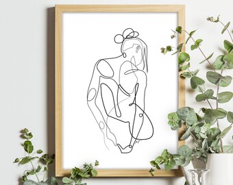 One Line Woman Drawing Minimalist Line Art Print Woman Body With One Line