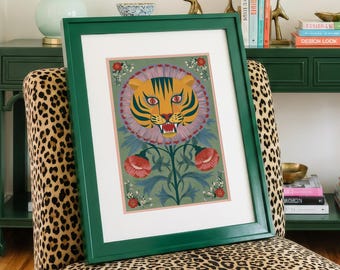 Kunstprint met tijgerbloem: Speelse jungle-decoratie voor de kinderkamer