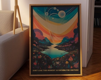 70s Retro Landscape Art Print: Mid Century Modern Decor
