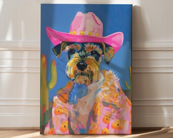 Rottweiler Cowgirl Art: Preppy Dog Canvas Print